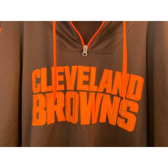 Majestic Cleveland Browns 4XL Hoodie Brown Sewn Letters Pullover Sweatshirt EUC - Picture 5 of 7
